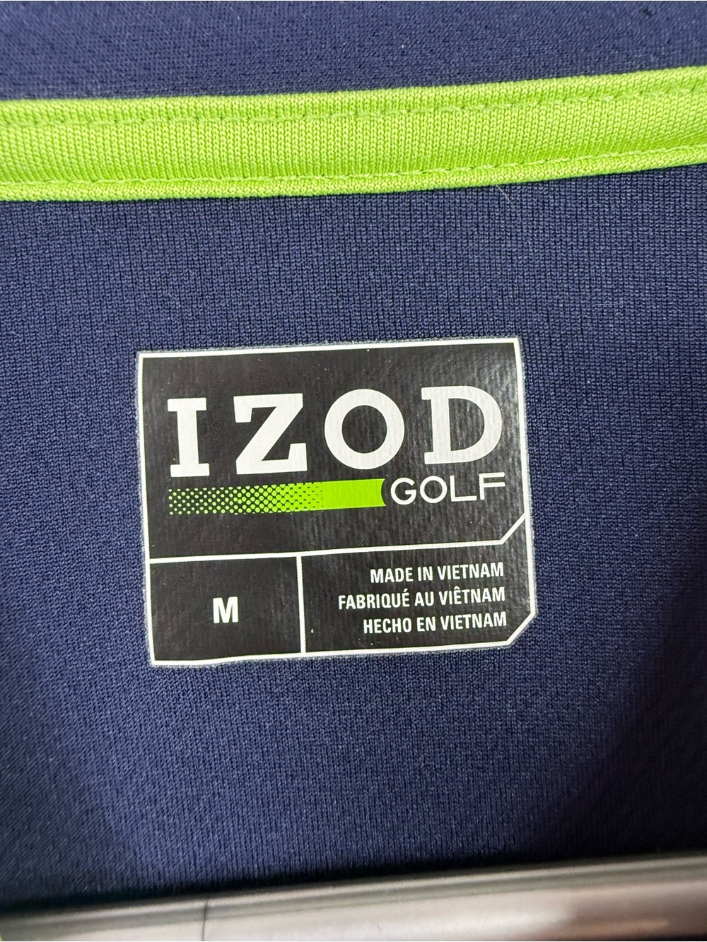 izod golf tee tshirt Navy and White Short Sleeve Golf Polo with Lime Trim - Picture 6 of 9